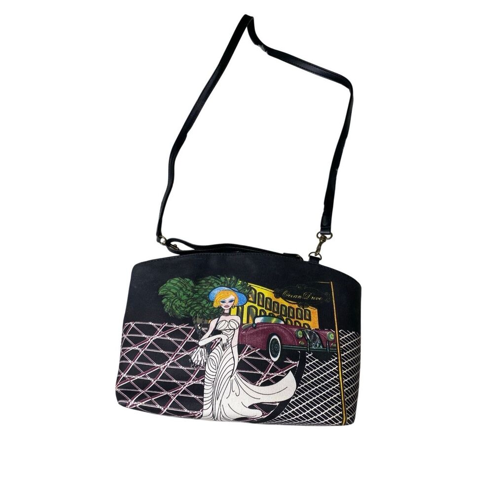 Ocean Drive Beaded Sequin Glamour Shoulder Bag Black Convertible Purse Glam Cute